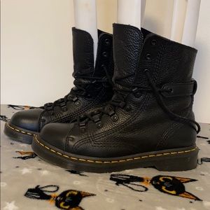 Dr. Martens black leather combat boot. Size 8.